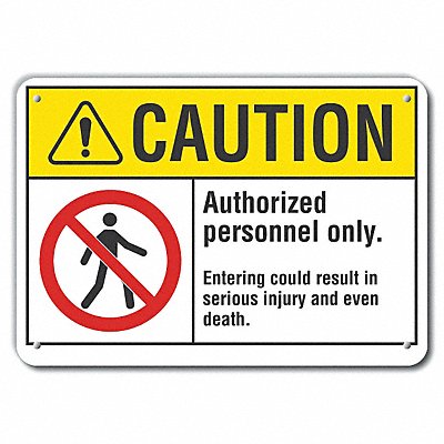 LYLE LCU30080RA10x7 Rflct Auth Personnel Caution Sign 7x10in