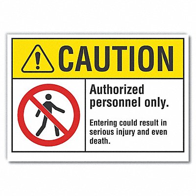 LYLE LCU30080RD5x35 Auth Personnel Caution Reflective Label 3.5x5in