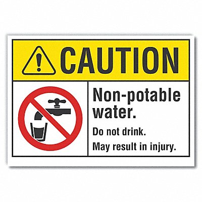 LYLE LCU30082RD5x35 Potable Water Caution Reflective Lbl 3.5x5in