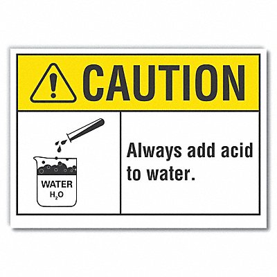 LYLE LCU30089RD14x10 Acid Caution Reflective Label 10 in x 14 in