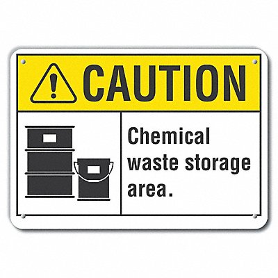 LYLE LCU30090RA14x10 Rflct Chemical Caution Sign 10x14in Alum