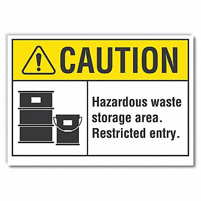 LYLE LCU30091RD10x7 Hazardous Waste Caution Reflective Label 7x10in