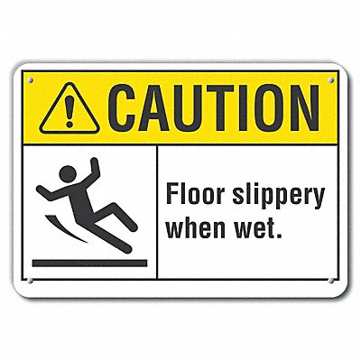 LYLE LCU30096RA14x10 Reflective Slippery Floor Caution Sign 10x14in