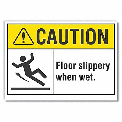 LYLE LCU30096RD7x5 Slippery Floor Caution Reflective Label 5x7in