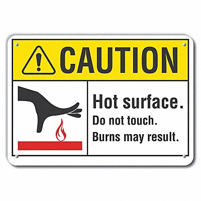 LYLE LCU30100RA14x10 Rflct Hot Surface Caution Sign 10x14in Alum
