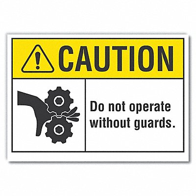 LYLE LCU30104RD14x10 Machine Guards Caution Reflective Label 10x14in