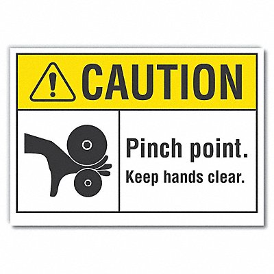 LYLE LCU30106RD7x5 Pinch Point Caution Reflective Label 5inx7in