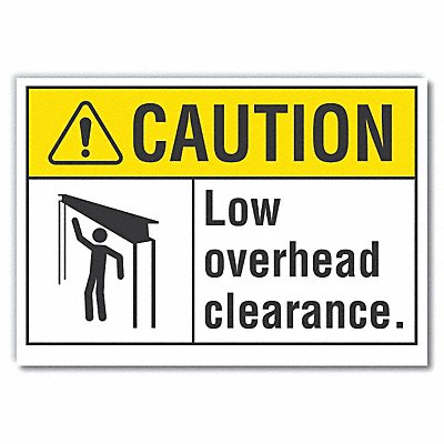 LYLE LCU30107RD5x35 Low Clearance Caution Reflective Lbl 3.5x5in