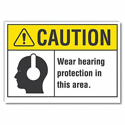 LYLE LCU30109RD10x7 Hearing Caution Reflective Label 7inx10in