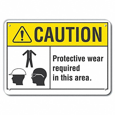 LYLE LCU30113RA14x10 Rflct PPE Caution Sign 10x14in Alum