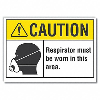 LYLE LCU30116RD10x7 Respiratr Required Caution Reflective Label 7x10in
