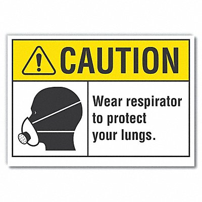 LYLE LCU30117RD7x5 Respirator Required Caution Reflective Label 5x7in
