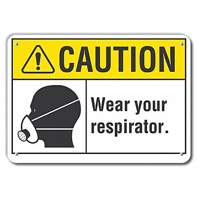 LYLE LCU30118RA10x7 Rflct Respirator Rqrd Caution Sign 7x10in