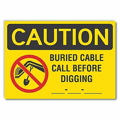 LYLE LCU30132RD10x7 Buried Cable Caution Reflective Label 7x10in
