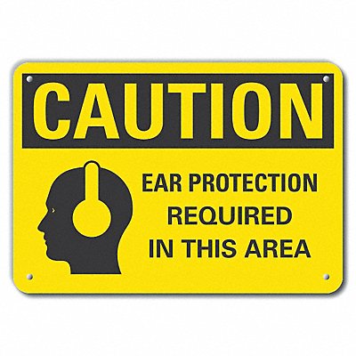 LYLE LCU30158RA10x7 Rflct Hearing Caution Sign 7x10in Alum