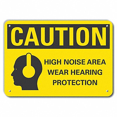 LYLE LCU30160RA14x10 Reflective Hearing Caution Sign 10x14in Alum
