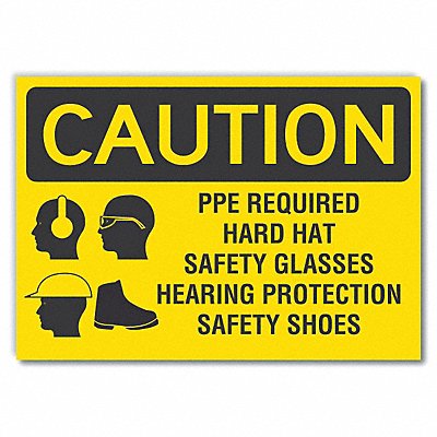 LYLE LCU30188ED14x10 Caution Sign 10inx14in Non-PVC Polymer