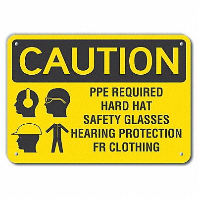 LYLE LCU30190RA10x7 Rflct PPE Caution Sign 7x10in Aluminum