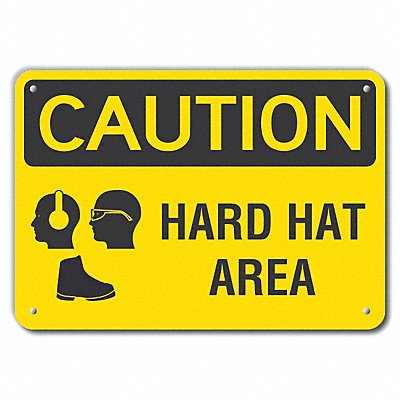 LYLE LCU30192RA14x10 Reflective Hard Hat Caution Sign 10x14in Alum
