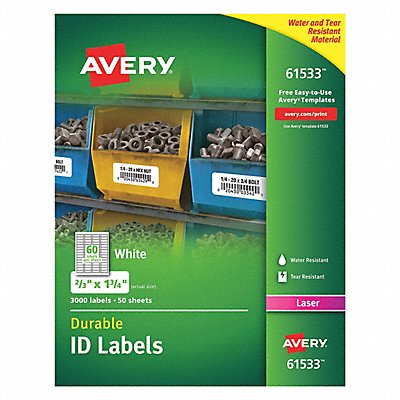 AVERY 7278261533 Label 1-3/4 Wx2/3 H 3000 No.of Lbls PK50