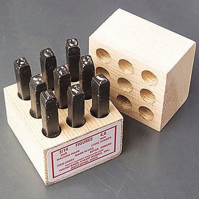 YOUNG BROS. STAMP WORKS 9091 Steel Stamps Set 3-3/8 Shank L Steel