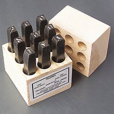 YOUNG BROS. STAMP WORKS 8093 Steel Stamps Set 3-1/8 Shank L Steel