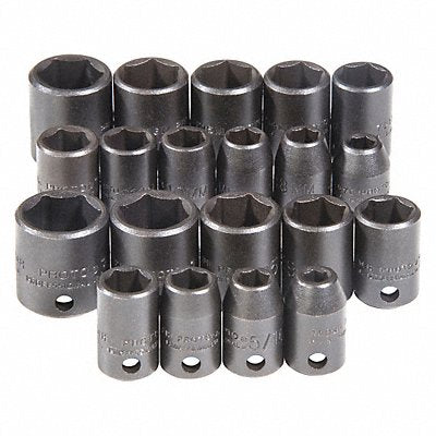 PROTO J72220 Impact Socket Set Steel Black Oxide 1/4- 3/4 in