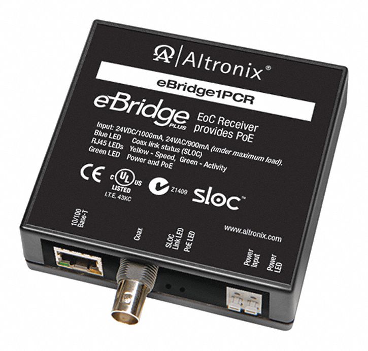 ALTRONIX EBRIDGE1PCR PoE Extender 3-1/2 D x 3-1/2 W Black