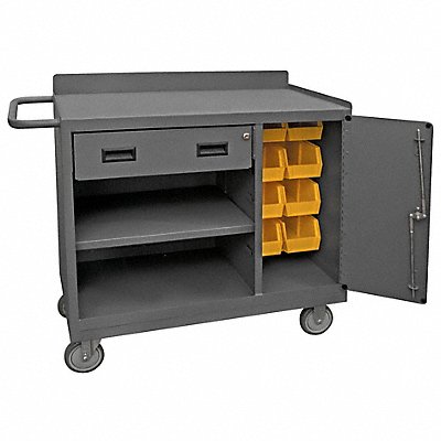 DURHAM MFG 2212ABLP8BLU95 Mobile Cabinet Bench Steel 36 W 18 D