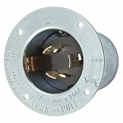 HUBBELL HBL7958 Flanged Locking Inlet 600VAC/250VDC 50A