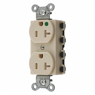 HUBBELL SNAP8300ITRA Receptacle Ivory 20 A 2P3W Back 1PK