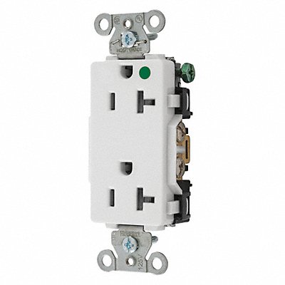 HUBBELL 2182W Recept White 20 A 2P3W Back Side 1PK