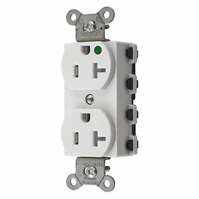 HUBBELL SNAP8300WTRA Receptacle White 20 A 2P3W Back 1PK