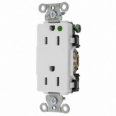 HUBBELL 2172W Recept White 15 A 2P3W Back Side 1PK