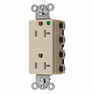 HUBBELL SNAP2182ITRA Receptacle Ivory 20 A 2P3W Back 1PK