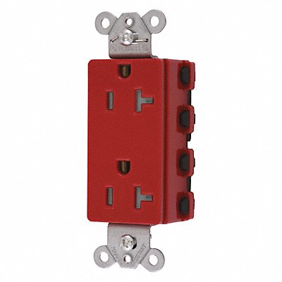 HUBBELL SNAP2182RTRA Receptacle Red 20 A 2P3W Back 1PK