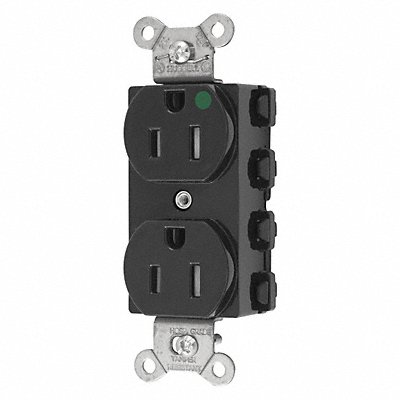 HUBBELL SNAP8200BKTRA Receptacle Black 15 A 2P3W Back 1PK
