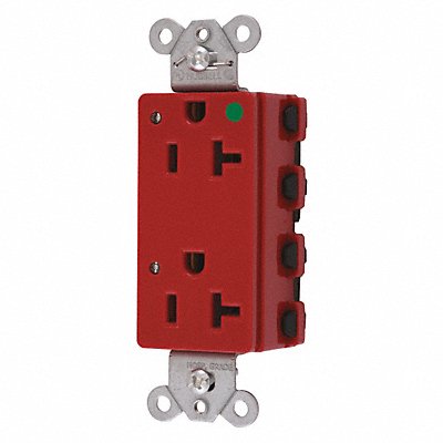 HUBBELL SNAP2182RL Receptacle Red 1.0 HP 20A 3 Wires Nylon
