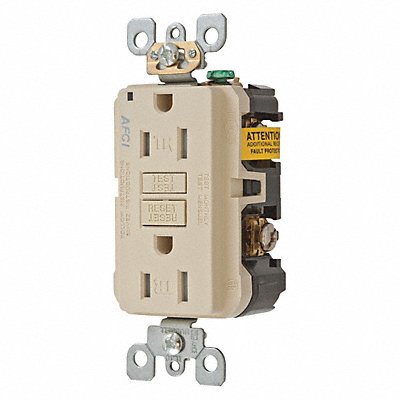 HUBBELL AFR15TRI Receptacle Ivory 15 A 2P3W Back Side 1PK