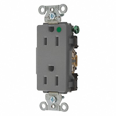 HUBBELL 2172GY Receptacle Grey 15 A 2P3W Back Side 1PK
