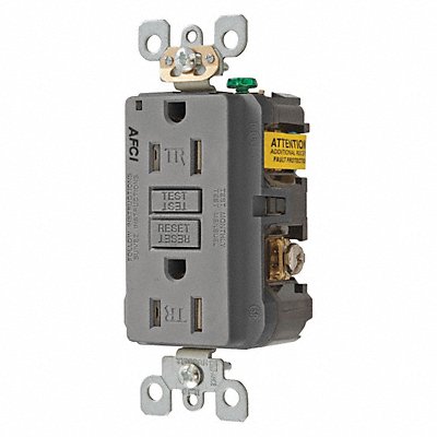 HUBBELL AFR15TRGY Receptacle Grey 15 A 2P3W Back Side 1PK