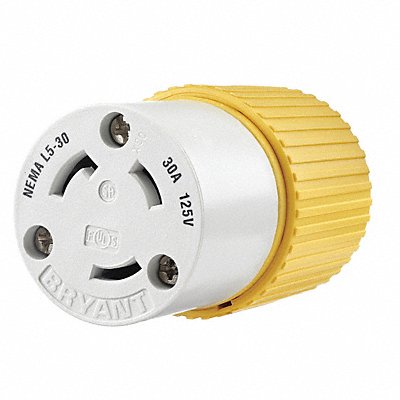 GRAINGER 70530NCCR Locking Connector Strt 30 A Wht Yllw Cmpst L5-30R