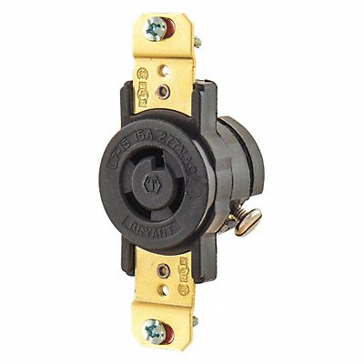 GRAINGER 4760 Locking Receptacle Black 277VAC 2 HP 15A