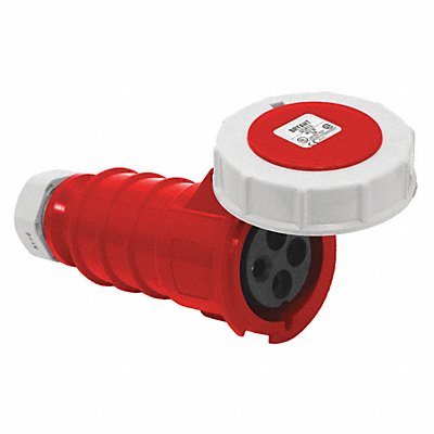 GRAINGER BRY420C7W WT Pn Slv Connctr 20 A IEC Red 3Pl