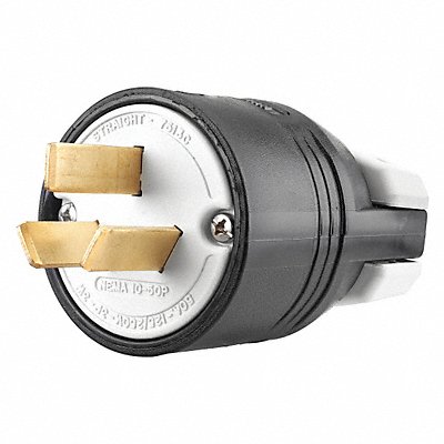 GRAINGER 7513NP Straight Blade Plug Grey 125/250VAC