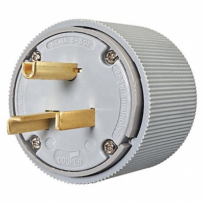 GRAINGER 9530NP Straight Blade Plug Grey 2.0 HP 125VAC