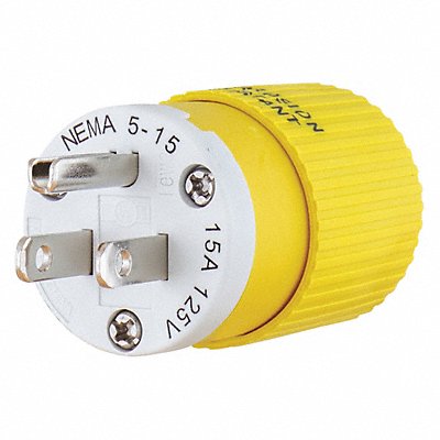 GRAINGER BRY5266NPCR Straight Blade Plug Yellow/White 0.5 HP