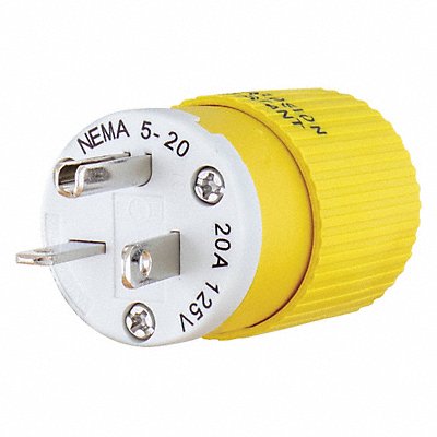 GRAINGER BRY5366NPCR Straight Blade Plug Yellow/White 1.0 HP