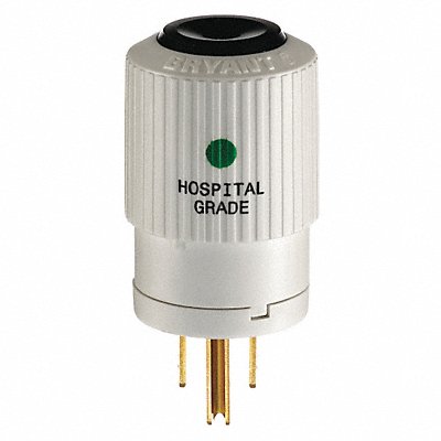GRAINGER BRY8266NP Straight Blade Plug White 0.5 HP 125VAC