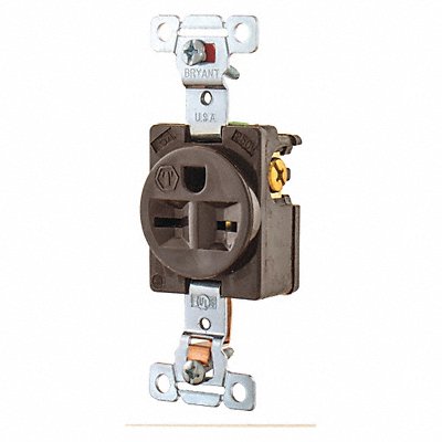 GRAINGER 5661 Receptacle Brwn 15A Nylon 1.5 HP 2 Poles